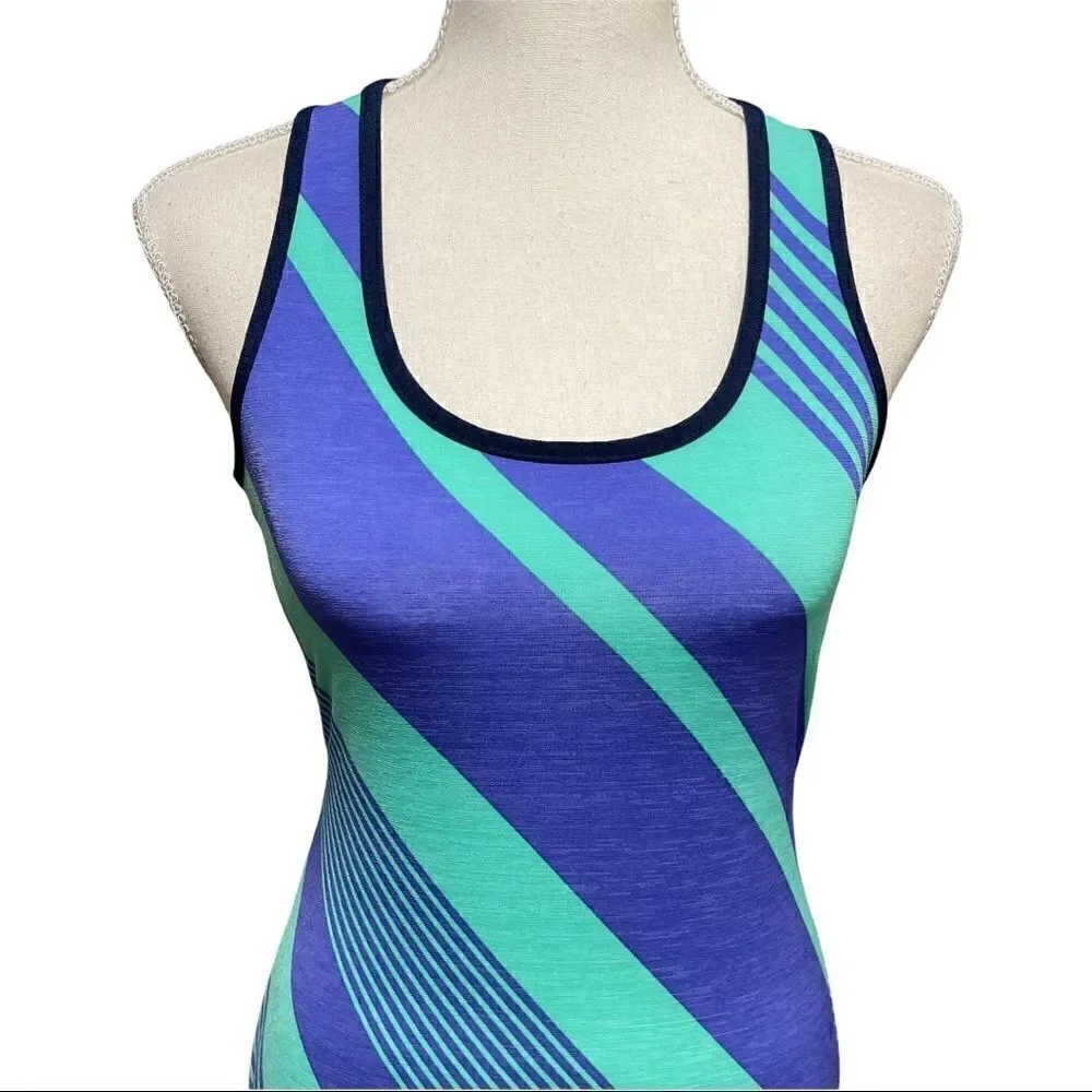 Silvergate Green Purple Striped High-Low Dress SMALL - Picture 5 of 15
